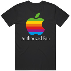 Apple Computers Authorized Fan Black Mens Soft Cotton Tee T Shirt