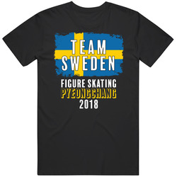 Team Flag Sweden Figure Skating Pyeongchang 2018 Olympic Mens Soft Cotton Tee T Shirt