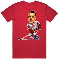 Gordie Howe Caricature Hockey Player Mens Soft Cotton Tee T Shirt