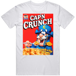 Quaker Cap'n Crunch Kids Breakfast Cereal Box Logo Mens Soft Cotton Tee T Shirt