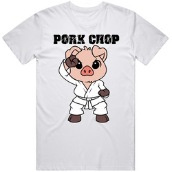 Pork Chop Cute Karate Pig Funny Animal Lovers Mens Soft Cotton Tee T Shirt