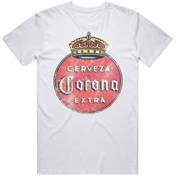 Corona Extra Cerveza Mexican Beer Vintage Worn Look Logo Label Mens Soft Cotton Tee T Shirt