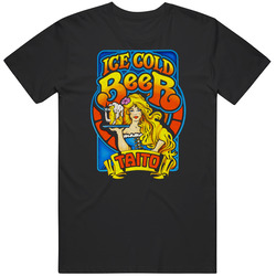 Ice Cold Beer, T-shirt, Video Game, Arcade, Taito, Barmaid Mens Soft Cotton Tee T Shirt