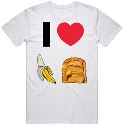 I Heart Love Luv Peanut Butter Banana Sandwich Mens Soft Cotton Tee T Shirt