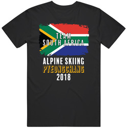 Team Flag South Africa Alpine Skiing Pyeongchang 2018 Olympic Mens Soft Cotton Tee T Shirt