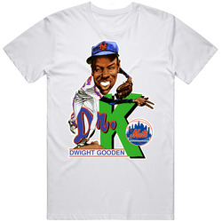 Dwight Gooden Retro Baseball Caricature Mens Soft Cotton Tee T Shirt