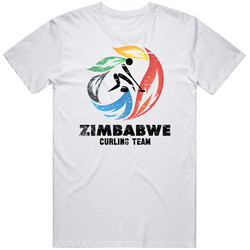 Zimbabwe Curling Team 2014 Olympic Sochi Vintage Distressed Mens Soft Cotton Tee T Shirt