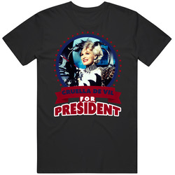 Cruella De Vil For President Greatest Villains Mens Soft Cotton Tee T Shirt