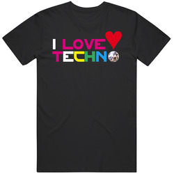 I Love Techno Music Disco Club Mens Soft Cotton Tee T Shirt