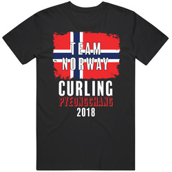 Team Flag Norway Curling Pyeongchang 2018 Olympic Mens Soft Cotton Tee T Shirt