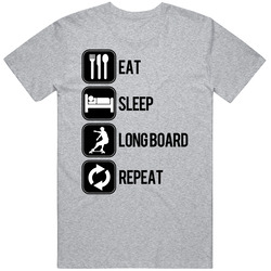 Eat Sleep Longboard Repeat Sport Silhouette Mens Soft Cotton Tee T Shirt