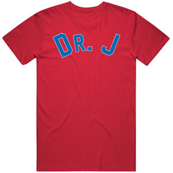 Julius Erving Dr J Stitched Letter Philadelphia Basketball Fan Mens Soft Cotton Tee T Shirt