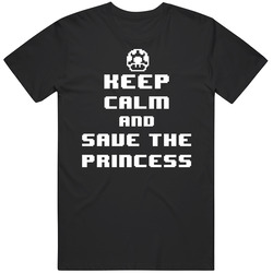Keep Calm And Save The Princess Funny Retro Video Game Mens Soft Cotton Tee T Shirt