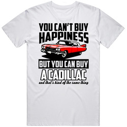 Red 1959 Cadillac Deville You Cant But Happiness Cool Car Mens Soft Cotton Tee T Shirt