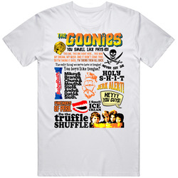 The Goonies Retro 80s Classic Movie Poster Quote Mashup Mens Soft Cotton Tee T Shirt