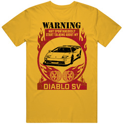 Lamborghini Diablo Warning May Start Talking About My Car Worn Look Mens Soft Cotton Tee T Shirt