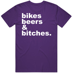 Funny Bikes Beers And Bitches Mens Soft Cotton Tee T Shirt