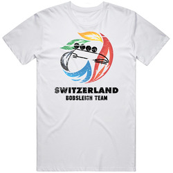 Switzerland Bobsleigh Team 2014 Olympic Sochi Vintage Distressed Mens Soft Cotton Tee T Shirt