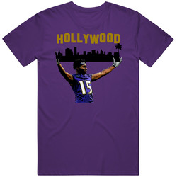 Marquise Brown Hollywood Skyline Baltimore Football Fan Mens Soft Cotton Tee T Shirt