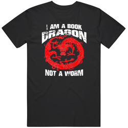 I Am A Book Dragon Not A Worm Funny Mens Soft Cotton Tee T Shirt