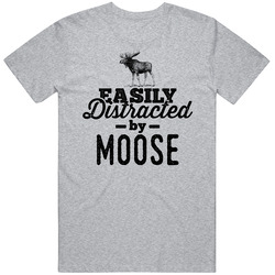Easily Distracted By Moose Animal Lover Owner Mens Soft Cotton Tee T Shirt