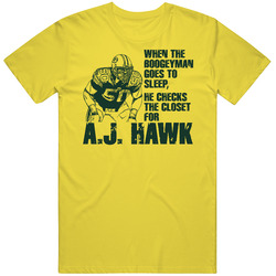 Green Bay Football Aj Hawk Boogeyman Mens Soft Cotton Tee T Shirt