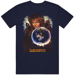 Labyrinth Movie Poster 80s Navy Blue Mens Soft Cotton Tee T Shirt