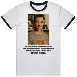 Shelson Cooper Big Bang Theory Super-villain Quote Mens Soft Cotton Tee T Shirt