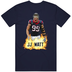 Jj Watt Houston Football Blood Fire Mens Soft Cotton Tee T Shirt