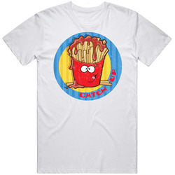 Catch Up Fries N Ketchup Retro Scratch N Sniff Teacher Sticker Funny Novelty Mens Soft Cotton Tee T Shirt