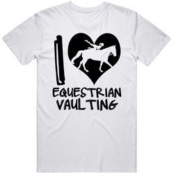 I Love Equestrian Vaulting Silhouette Heart Fun Sports Mens Soft Cotton Tee T Shirt