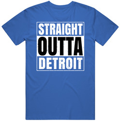 Straight Outta Detroit Football Team Colors Popular Fan Parody Mens Soft Cotton Tee T Shirt