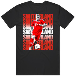 Xherdan Shaqiri Gradient Switzerland Flag Euro Cup Soccer Mens Soft Cotton Tee T Shirt