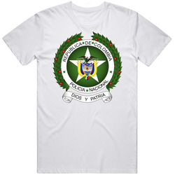 Colombia National Policia Coat Of Arms Mens Soft Cotton Tee T Shirt