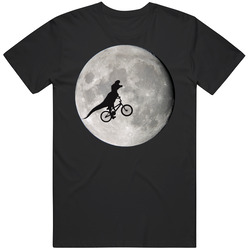 Flying Dinosaur Bike Moon Funny Et Parody  Retro Graphic Unisex Soft Cotton Black Mens Soft Cotton Tee T Shirt