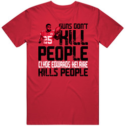 Guns Dont Kill Clyde Edwards-helaire Kills People Kansas City Football Mens Soft Cotton Tee T Shirt