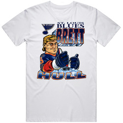 Brett Hull Retro Hockey Caricature Mens Soft Cotton Tee T Shirt