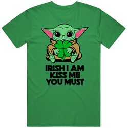 Baby Yoda Irish I Am Kiss Me You Must Funny St Patricks Day Mens Soft Cotton Tee T Shirt