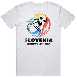 Slovenia Snowboarding Team 2014 Olympic Sochi Vintage Distressed Mens Soft Cotton Tee T Shirt