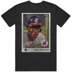 Willie Mays Hayes Baseball Vintage Retro Sports Trading Card Distressed Look Mens Soft Cotton Tee T Shirt