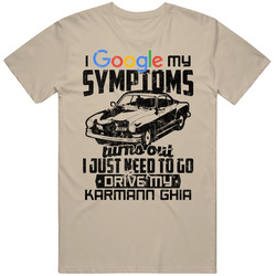 Volkswagen Karmann Ghia Googled My Symptoms Drive Car Worn Look Mens Soft Cotton Tee T Shirt