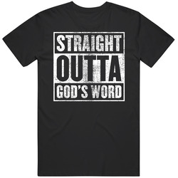 Straight Outta God's Word Christian Christianity Fan Worn Look Mens Soft Cotton Tee T Shirt