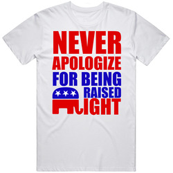 Never Apologize For Being Raised Right Wing Republican Mens Soft Cotton Tee T Shirt