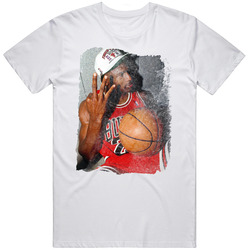 Michael Jordan 3 Fingers Chicago Basketball Distressed Mens Soft Cotton Tee T Shirt