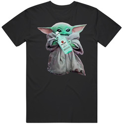 Baby Yoda The Child Mandalorian Bacardi White Rum Alcohol Drink Mens Soft Cotton Tee T Shirt