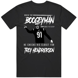 Boogeyman Goes To Sleep Checks For Trey Hendrickson Football Fan Black Mens Soft Cotton Tee T Shirt