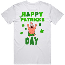 Happy St Patricks Day Patrick Star Spongebob Funny Mens Soft Cotton Tee T Shirt