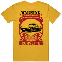 Chevrolet Corvette Warning May Start Talking About My Car Worn Look Mens Soft Cotton Tee T Shirt