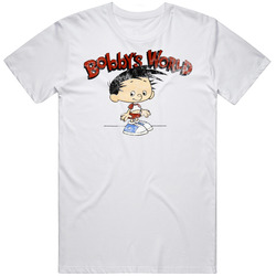 Bobby's World 90s Tv Cartoon Show Logo Worn Look Mens Soft Cotton Tee T Shirt