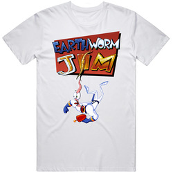 Earthworm Jim Falling 90s Kids Tv Show Cartoon Mens Soft Cotton Tee T Shirt